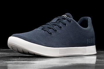 Women's Nobull Ivory Canvas Trainers Navy | SG X2935Y